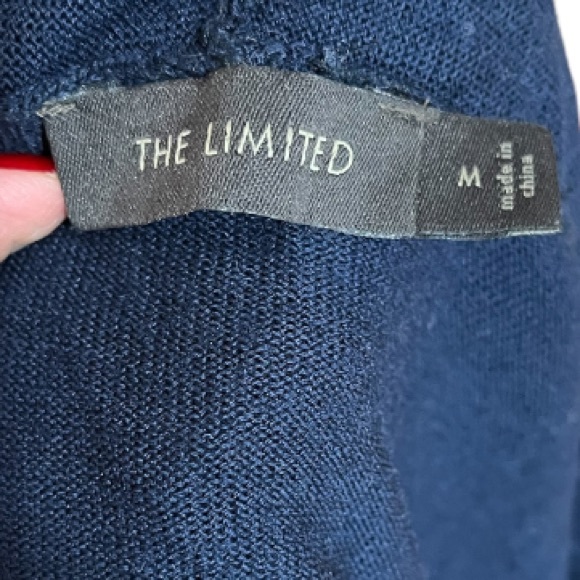 The Limited ballerina wrap wool blend thin knit navy blue sweater size medium - Picture 5 of 8